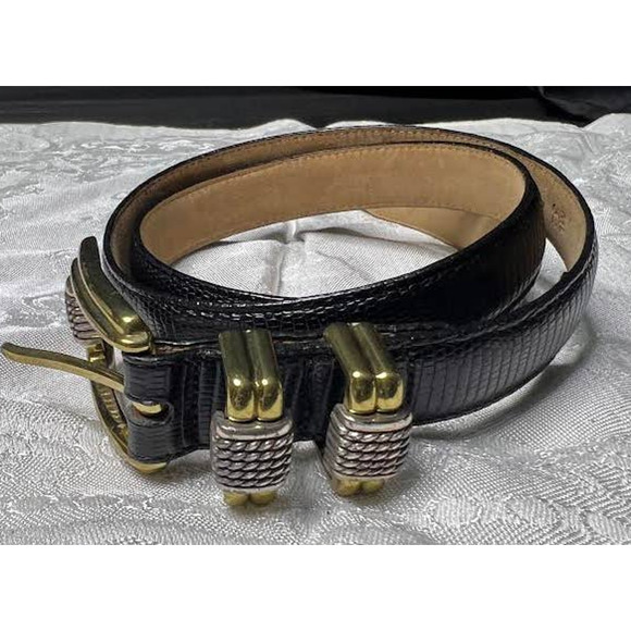Brighton Classics 4B603 Belt Genuine Leather Lizard Embossed Black USA - Picture 5 of 7